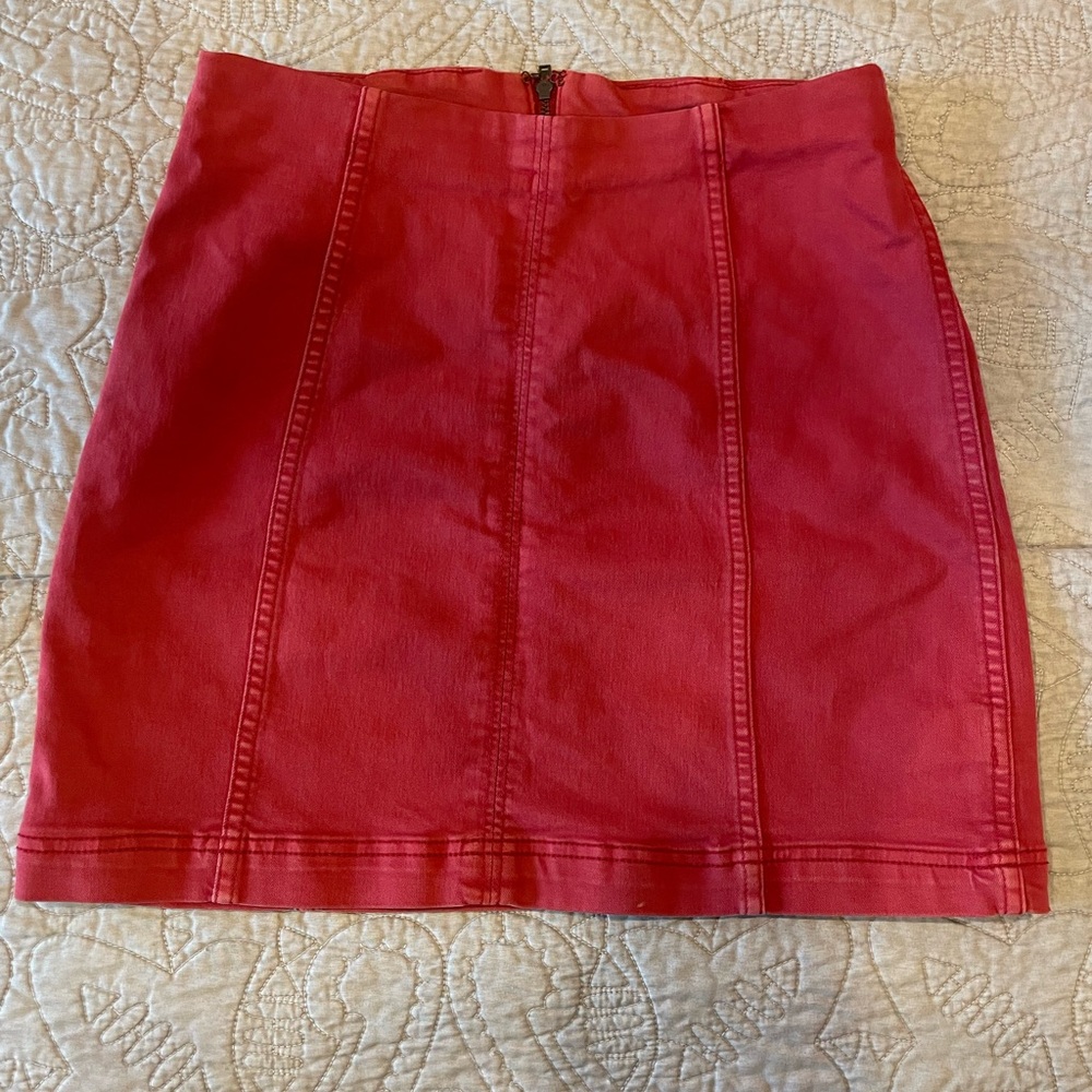 Free People Red Denim mini skirt